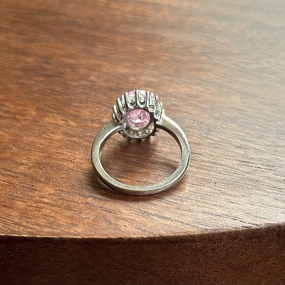 New STERLING SILVER .925 Pink Oval Cz Ring Size 8 💍 - Picture 5 of 6